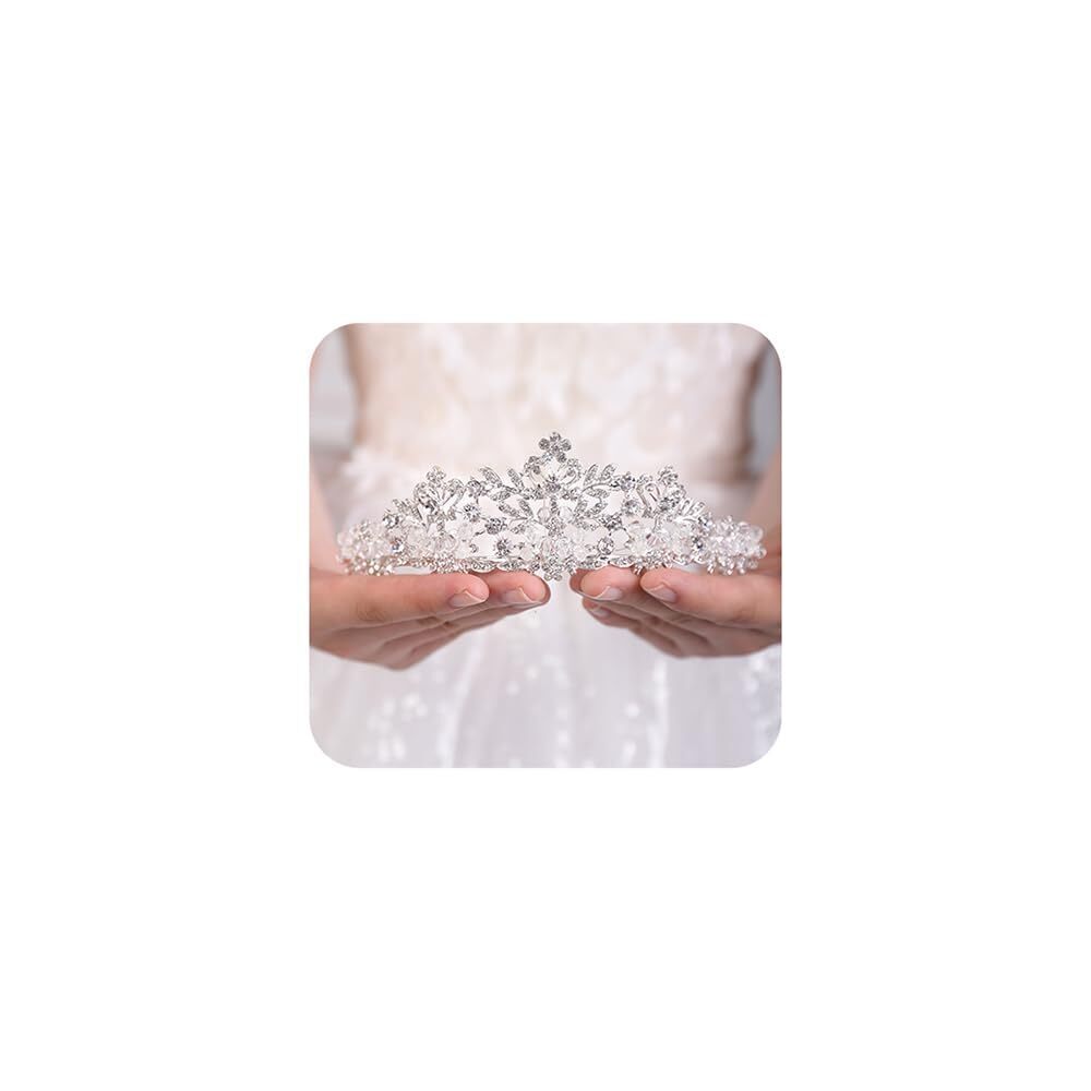 3740 Crystal Queen Tiara Crowns Brides Prom Party Silver